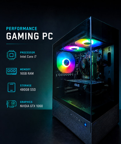 Gaming desktop black - gaming, argb