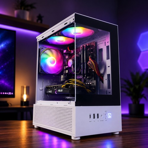 Argb white gaming desktop - gaming,